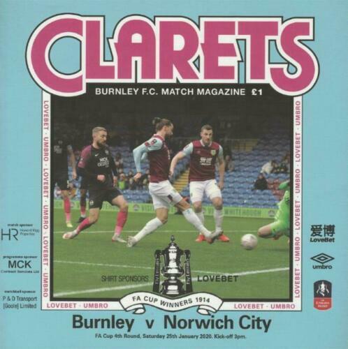 2019/20 BURNLEY v NORWICH CITY (FA CUP 25th January 2020