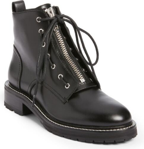 RAG & BONE NWOB Cannon Combat Zipper Boots Black Leather Zip Lace Up Size 41 11