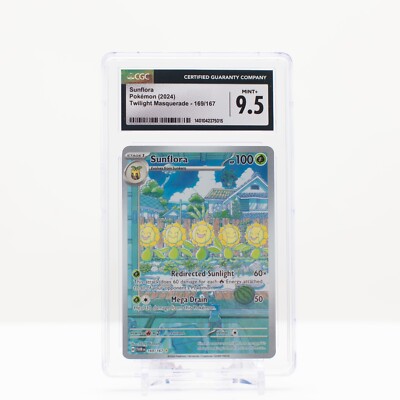 Pokemon Sunflora Art Rare #169 Twilight Masquerade 2024 - CGC 9.5 Mint+ |  eBay