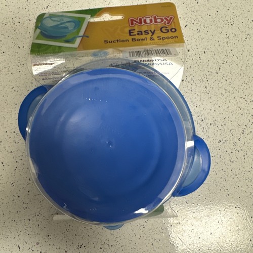 Nuby Bowl Lid Spoon Easy Go Feeding Kit 6+ mo BPA Free Pink Blue Gr New - Picture 8 of 17