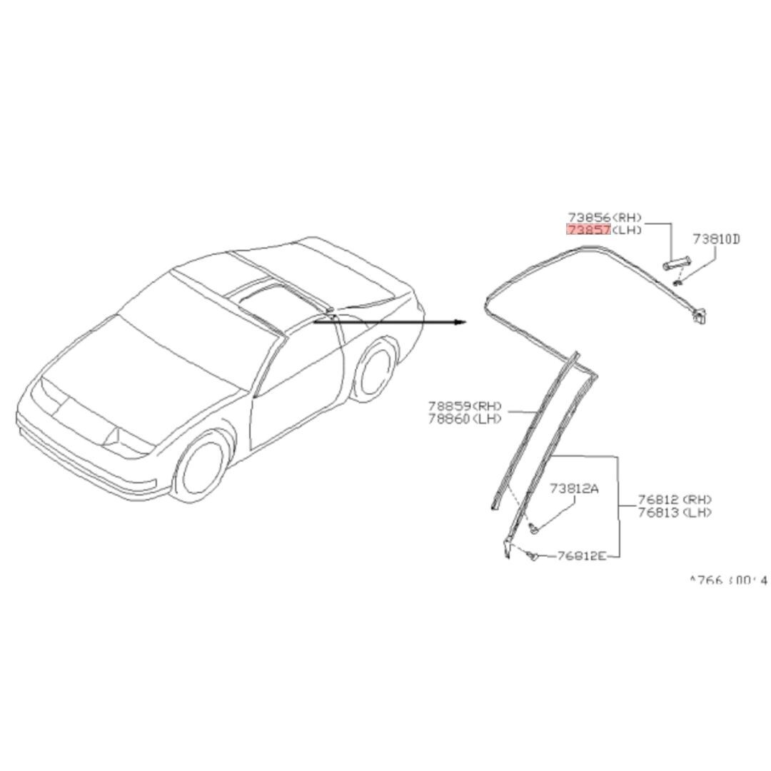 そ ページ Nissan OEM 73853-30P00 300ZX Z32 Roof Side Drip Molding T