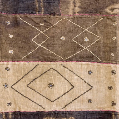 Kuba Handwoven Appliquéd Raffia Textile Congo 13x49 Inch - Picture 9 of 9