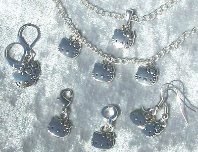 Kitty Cat Katze Ohrhänger Kette Bettelarmband Kinderschmuck *