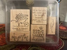 Stampin' Up Set of 5 Rubber Stamps 2006 Love Ya Bunches Wood Retired Preowned