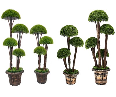 Kunstpflanze Zeder Kugel Topiary Baum mit Topf Faux Rund Strauch Busch Dekor