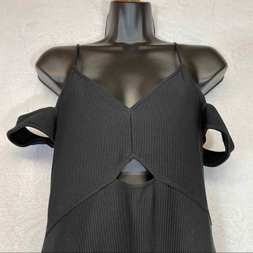 TopShop abito da cocktail nero senza maniche in maglia a costine midi taglia 4 - Foto 2 di 8