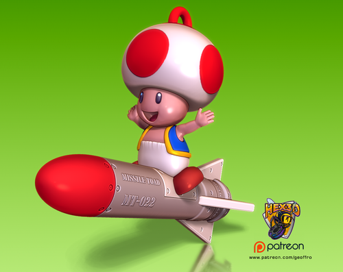 Missile Toad (mistletoe-d) novelty Christmas ornament Toad from Mario on missile - Picture 4 of 4