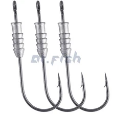 Dr.Fish 20pcs Fishing Weighted Worm Hooks Lead Swimbait Lure Jig Head Bass Pike