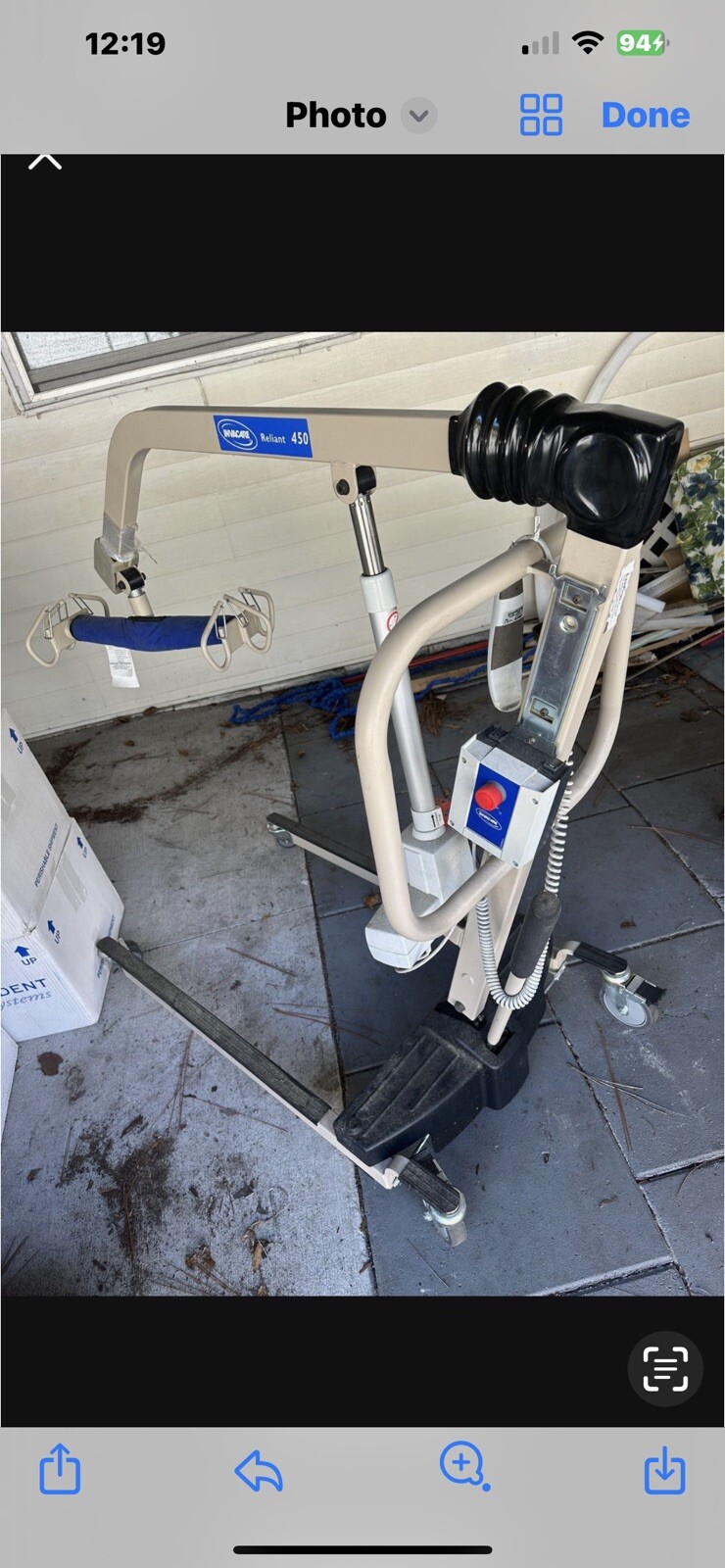 Hoyer Lift Invacare 450 Portable Electric,never used, battery charger