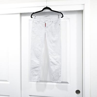 DSQUARED2 Size 2 Medium Waist Cropped Twiggy Jean White Ankle Jean