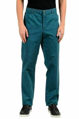 Versace Collection Men's Pine Green Stretch Casual Pants US 38 IT 54