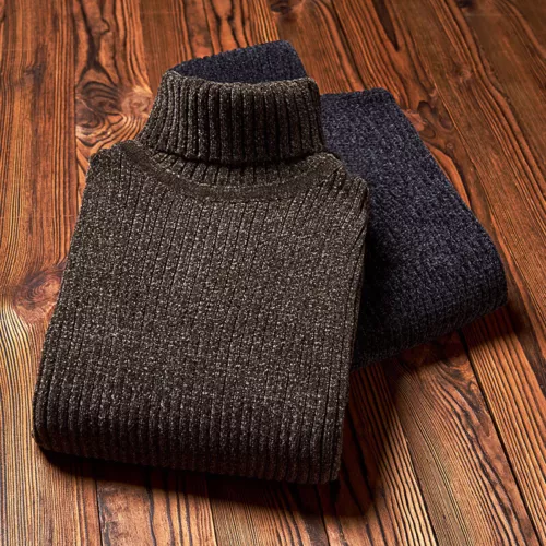 Suéter Otoño/Invierno Delgado Cuello Alto Color Sólido Pullover Hombres Tejido Asiático talla - Imagen 8 de 16