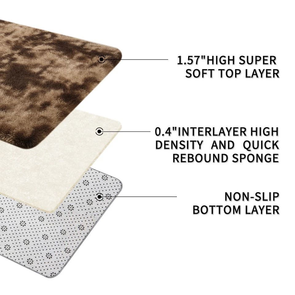 Soft Shaggy Area Rug – Large Plush Carpet for Living Room & Bedroom, Non-Slip - Image 3 of 4