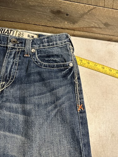 Ariat Jeans Youth Size 16 Slim B5 Straight Blue Denim Western Adjustable Waist - Picture 9 of 17