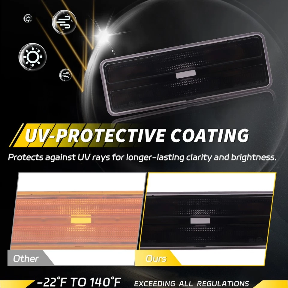 2 luces de señalización laterales de parachoques delantero con lente de humo para Chevrolet Camaro Z28 1978-1981 Foto 3 de 4