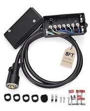 7 Way Trailer Wiring Harness Kit 8 FT with 7 Way Trailer Junction Box, 8FT