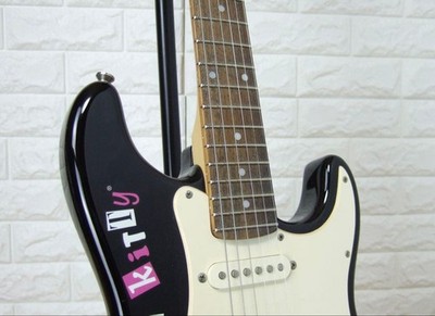 Strat Mini Kitty Hello Squier Box Open BLK Stratocaster Mini Kitty Hello Squier ギター Electric Black Guitar ギター
