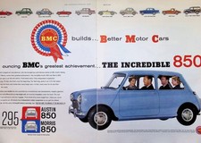 Original 1960 Bmc Ad Austin Morris 850 Small Compact Mini Cooper Retro Car