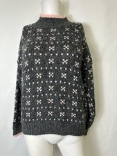 Vintage Paris Sport Club Sweater Size Med Gray/pink Acrylic Blend