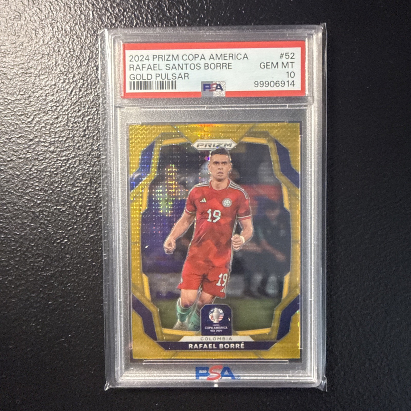 Gold Pulsar /10 PSA 10 - 2024 Panini Prizm Copa America #52 Rafael Santos Borre