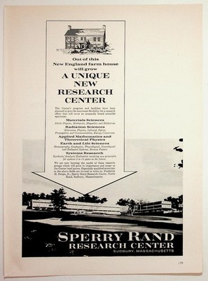 Sperry Rand Research Center Sudbury MA Vintage 1960s Magazine Print Ad