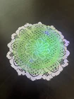 Set Of TWO Uranium Vaseline Glass Depression Glass Plates
