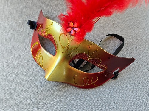 Light Up Mask Red Feather Face Party Mask Halloween Masquerade Eye Mask Unbrand - Picture 3 of 11