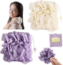 2 PCS Soap Bar Loofah, 2 in 1 Loofah Washcloth Combo, Bath Sponge with