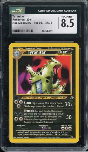 Tyranitar (1st Edition) graded CGC 8.5 for sale on eBay