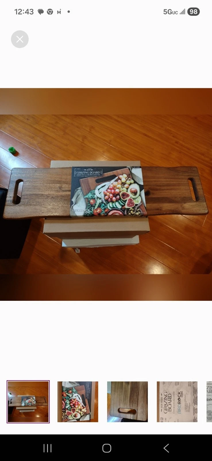 NWT Birdrock Home 31.5" Acacia Grazing Board / Brown