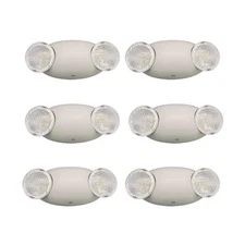 LED Emergency Light 6-Pack Adjustable Two LED Bug Eye Head Battery Backup.