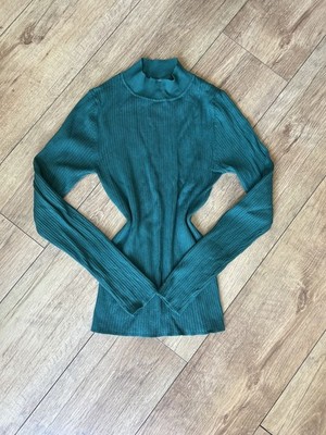 Primark Teal Ribbed Long Sleeve Top UK Size S