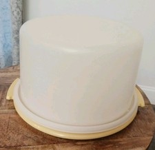Vintage Tupperware 683-1 684-8 Harvest Gold Cake Taker Carrier 9" NO HANDLE