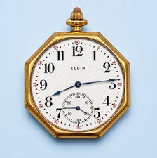 Antique Elgin Octagonal Pocket Watch Art Deco Elegance, Project