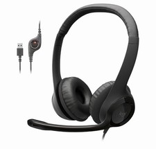 Logitech H390 USB Headset Noise Cancellation Boom Mic In-Line Controls Black