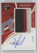 2020 Immaculate Debut Jumbo Relics Holo Silver 17/25 Domingo Leyba Auto k4s