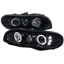 For 1998-02 Chevy Camaro Dual Halo Projector Headlights Glossy Blacksmoke Lens