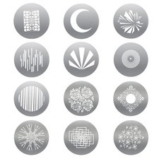 12-Pack Round GOBO Kit, 66mm Metal Plate with Different Patterns Works with S...