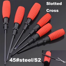 Hardened Screwdriver Comfort Grip Flat Slotted/Cross Grip Tool 45#steel/S2