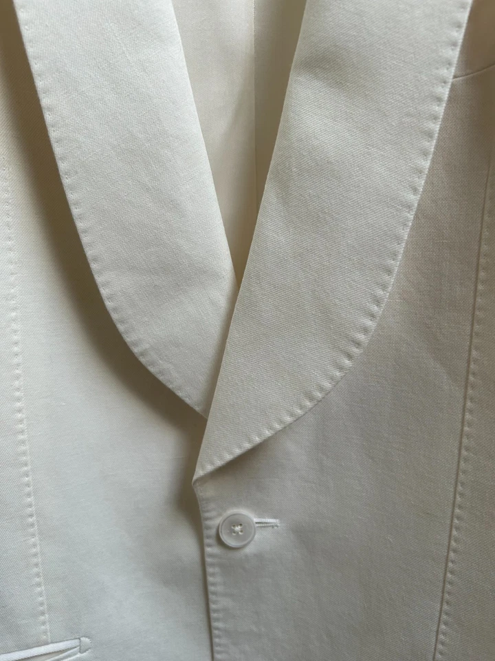 Chaqueta de Cena Suitsupply Blanca Ajuste A Medida Chal Habana Solapa 40L Lino/Algodón Foto 4 de 4