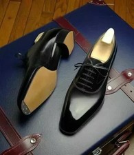 New Handmade Men Oxford Black Leather Causal Lace Up Formal Office Dress Shoes