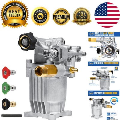 #ad 3 4quot; Shaft Horizontal Pressure Washer Pump 2600 3300 PSI @ 2.5 GPM Power W... $88.99