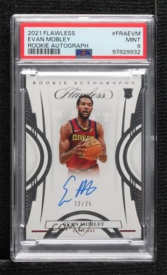 2021-22 Panini Flawless Rookie 22/25 Evan Mobley #FRA-EVM PSA 9 MINT Auto RC 3d3