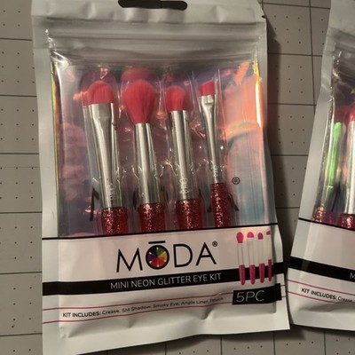 Makeup Brush Unused 2 Sets Moda Lot 10 Pc Total Ultimate Face NEW Pink Sparkle