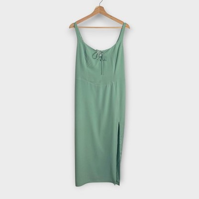 Abercrombie & Fitch A&F Corset Lace-Up Midi Dress Large Sage Green Side Slit NWT | eBay Abercrombie & Fitch A&F Corset Lace-Up Midi Dress Large Sage Green Side Slit NWT | eBay