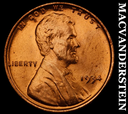 1934 Lincoln Wheat Cent- Choice Gem Brilliant Uncirculated Luster #J2834