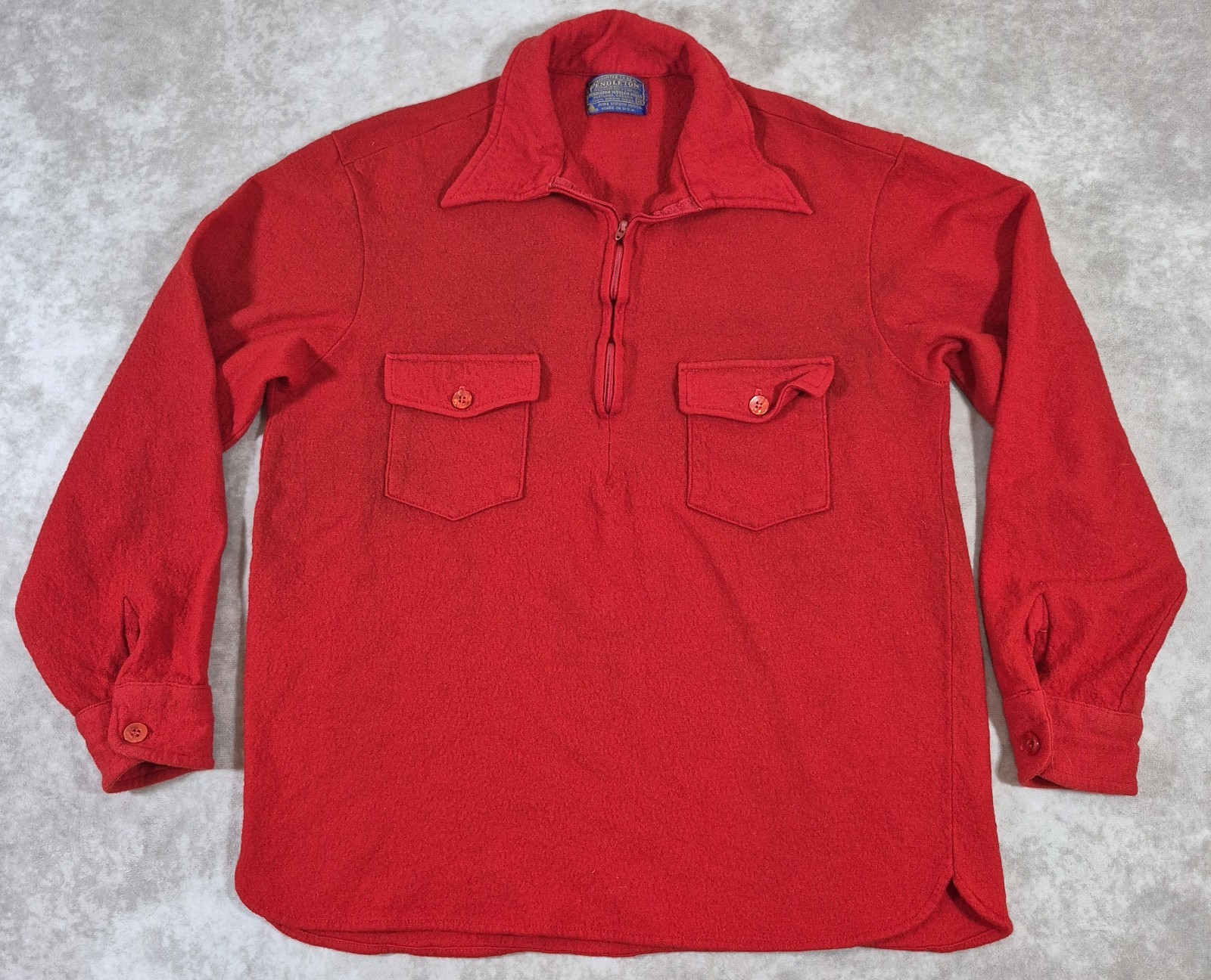 Pendleton Vintage Red Wool Pullover Jacket Shirt … - image 1