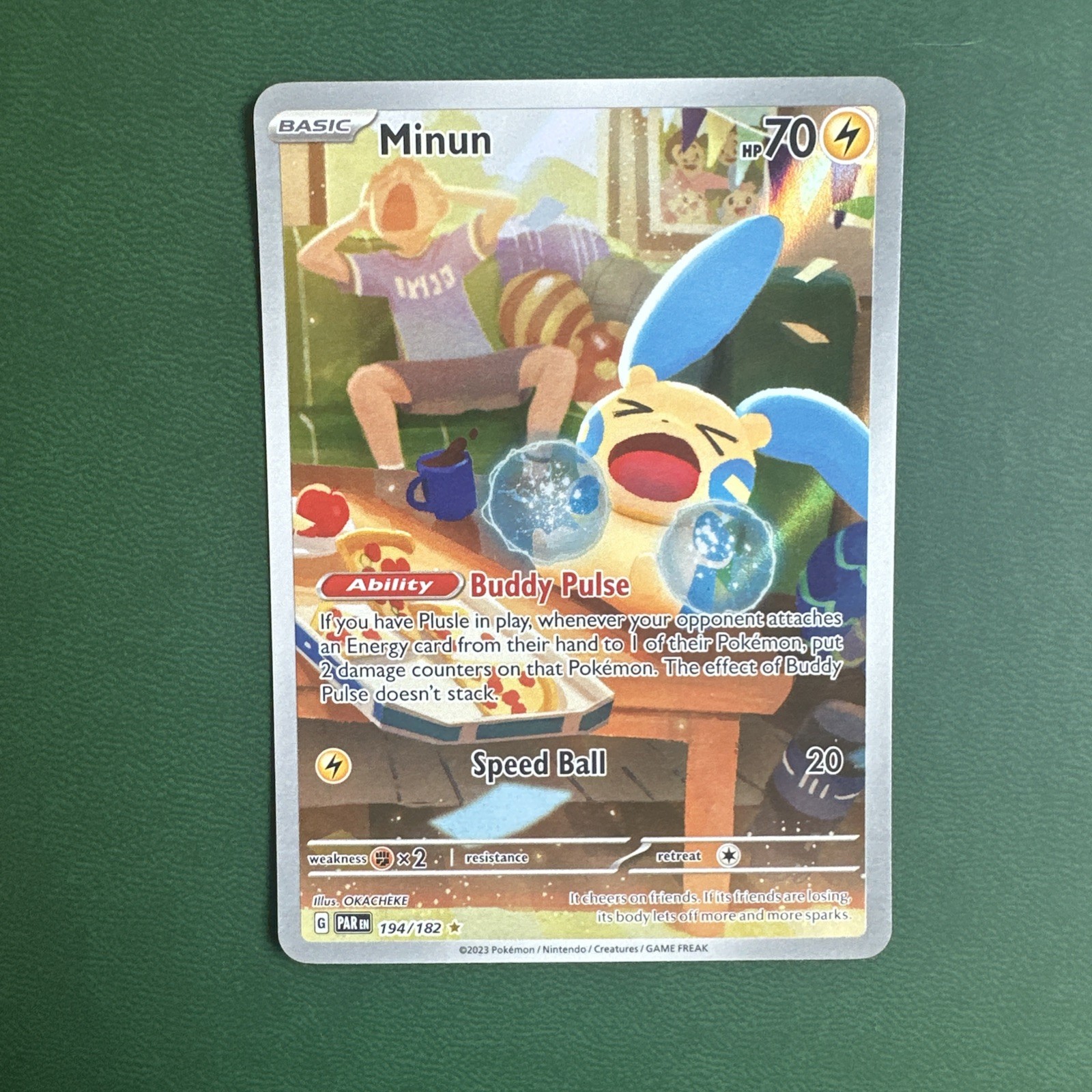 Pokémon TCG Minun 194/182 Scarlet & Violet Paradox Rift Illustration Rare NM