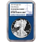2019-W $1 1-oz Proof American Silver Eagle NGC PF69UC Blue ER Label Blue Core