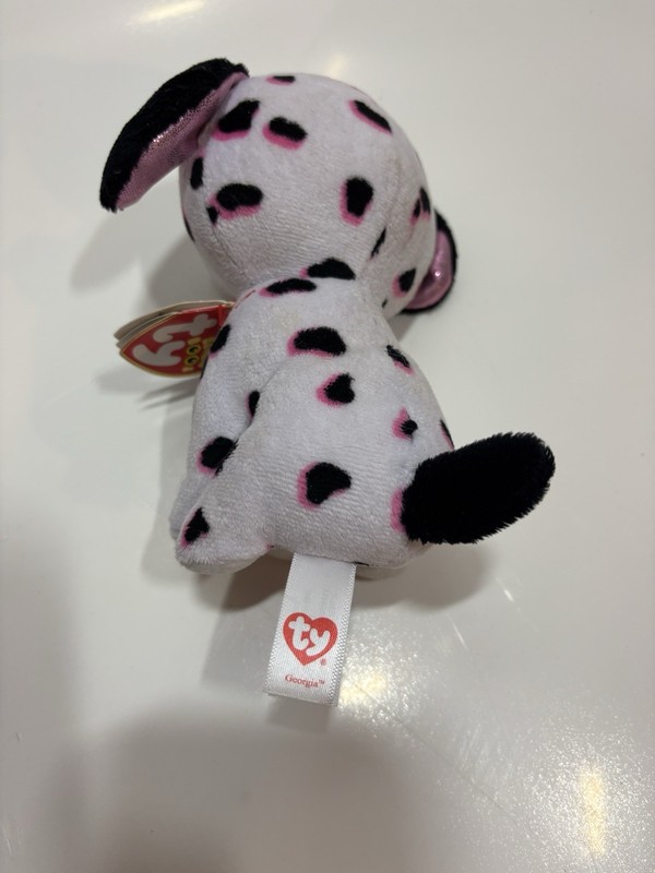 Ty Beanie Boos Georgia Dalmatian Spotted Dog Plush w/ Glitter Eyes Heart Tag